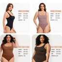 Shapewear Bodysuits for Women : Thong Shapewear Tummy Control Body Shaper Square Neck Body Suits Tank Top (X-Small-Small, Black)