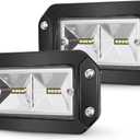 BUNKER INDUST 6" Inch Flood LED Light Pods,Pair Flush Mount LED Work Light 4800LM Light Bar Backup Driving Lights Waterproof for Truck Tractor Off Road 4x4 Jeep Pickup SUV ATV UTV Golf Cart
