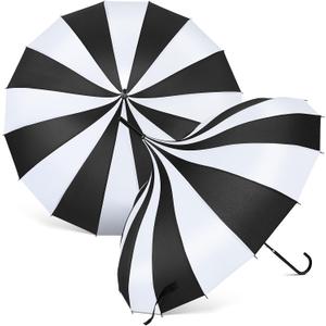 Queekay 2 Pcs Gothic Pagoda Umbrella 36" Large Retro Parasol for Rain or Sun, Wedding Umbrella, Vampire & Gothic Lover Gifts