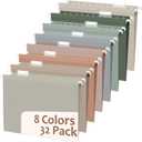 gisgfim 32pack Poly Plastic Letter Size Hanging File Folders Extra Capacity Hanging File Folder with Tabs Filing Cabinet Organizer 0.5inch Expansion for Law Office Files Document(Morandi)