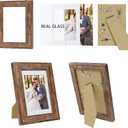 Hongkee 5x7 Picture Frame Set of 2, Made of Real Glass and Rustic Brown Wooden Frame - Display Pictures 4x6 with Mat or 5x7 Without Mat, 5 by 7 Photo Frame for Wall or Tabletop Display