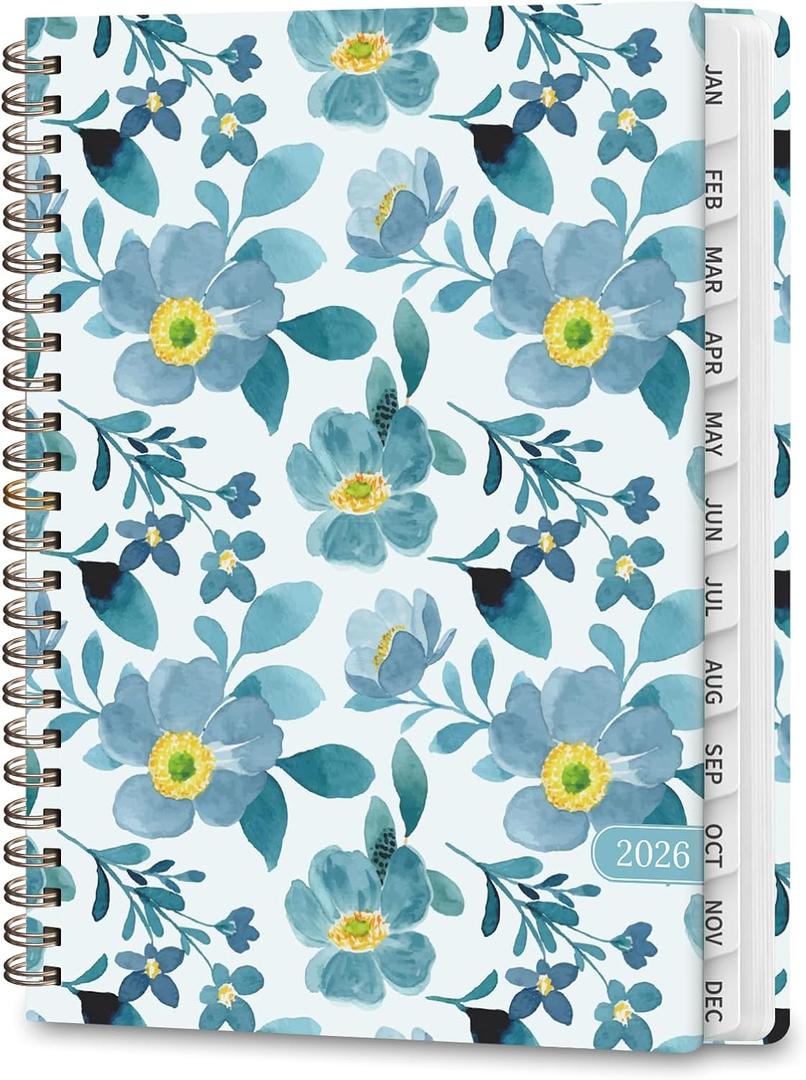 2026 Planner, Weekly and Monthly Academic Planner Calendar (JAN.2026 - DEC.2026), Planning Agenda Book, for Office Desk Accessories and School Supplies, A5(6.3" x 8.5") (Blue Blossoms)