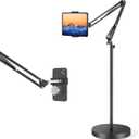 Tablet Floor Stand with 12lb Base - Adjustable Height Heat-Resistant Anti-Scratch Stretchable Swivel Holder, Compatible with iPhone iPad Pro Air Mini, Samsung, Kindle, Cell Phones 4.7"-13" - Large