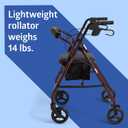 Medline Aluminum Rollator Walker with Seat, Burgundy, 250 lb. Weight Capacity, Lightweight, 6 Wheels, Foldable, Adjustable Handles, Rolling Walker for Seniors