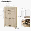 2 Flip Drawers Shoe Cabinet Storage for Entryway, Narrow Shoes Organizer Cabinet for Front Door Entrance, Hidden Wooden Hallway Shoe Rack(Oak)