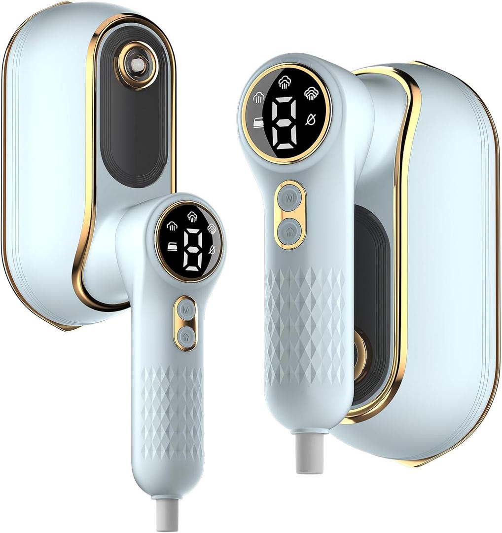 Portable Travel Steamer, 1200W Handheld Fabric Steamer for Clothes, 4Modes with LCD Display, Powerful Wrinkle Remover for Home & Travel, 150ml Water Tank, 10S Fast Heat-Up, 180Swivel Handle, Sky Blue