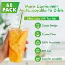 Lilymicky 60 Sets 24 oz Clear Plastic Cups With Flat Lids, 24 Ounce Disposable Drinking Cups With Lids for Ice Coffee, Smoothie, Slurpee, or Any Cold Drinks (EXP 08/21/26)