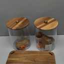 2 PCS 1 Gallon Drink dispenser, Glass Beverage Dispenser With Wood Stand, Large Water Drink Dispensers for Parties With Stainless Steel Spigot, Ideal for Lemonade,Juice, Tea, and Party Drinks