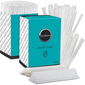 DuraHome Clear Plastic Wrapped Straw, 2 Pack of 500 Each