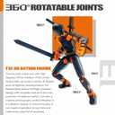 Uodofy (Assembly Completed) T13 3D Action Figure Set,Dummy Robo Titan 13 Action Figures,3D Printed Multi-Jointed Toy (Black + Orange) 