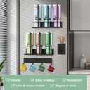 POLRAI 4 Pack Magnetic Cup Holder for Refrigerator, Water Bottle Organizer for Stanley and Tumbler, Accessory with Lid Hook Straw Holder and Double Sided Tape for Kitchen Fridge Cabinet