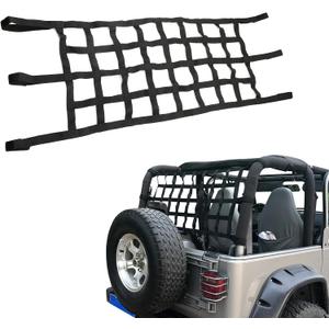 Mesh Cargo Net Roof Top Netting Hammock for Jeep Wrangler YJ JK JL JLU and Gladiator JT 1987-2024 Cargo Mesh Cover Black