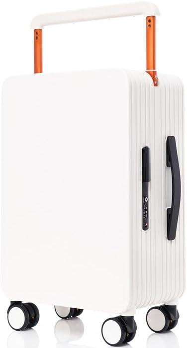 UrbanExplorer Carry On Luggage 20In Wide Handle PC Hardshell Suitcases with Spinner Wheels & TSA Lock Frameless Luggage Zipperless Luggage, White