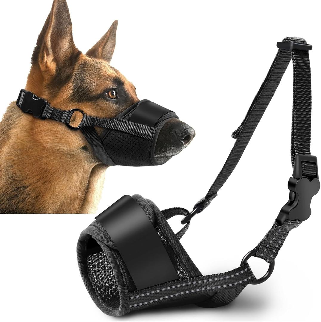 Dog Muzzle, Soft No Barking Bite Mesh Muzzles for Large Sized Dogs Anti Chewing, Breathable Muzzle for German Shepherd Labrador/Golden Retriever, etc, Suit for Grooming Vet Allows Panting Drinking (XL(Circumference:7.8''-11''in))