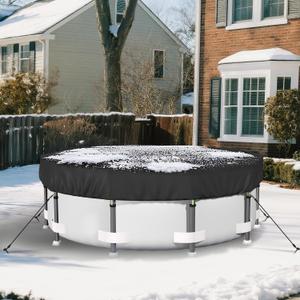 SAFANA 14FT Winter Pool Covers for Above Ground Pools [Upgrade 500D Thicker Add Nails Set] Round Swimming Pool Cover Protective Leaf Cover, Tear Resistant Durability Fabric, UV Resistance, Black