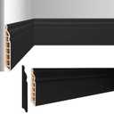 Black 0.5in.D x 3.15in.W x 96in.L Finished PVC Baseboard Moulding for Home Decor, Durable Wall Protection Trim,4 Pack