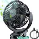 USB Personal Clip on Fan 5000mAh Battery Operated 6in, Type C, 3 Speed, 720 adjustment, Small Portable Fan for Table, Bedroom, Desk, dormitory, Camping, Stroller, Golf Cart