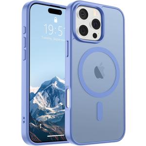 SUPFINE Magnetic for iPhone 16 Pro Max Case (Compatible with MagSafe) (Military Grade Drop Protection) Slim Translucent Matte Shockproof with Anti-Fingerprint Phone Case, Blue Purple