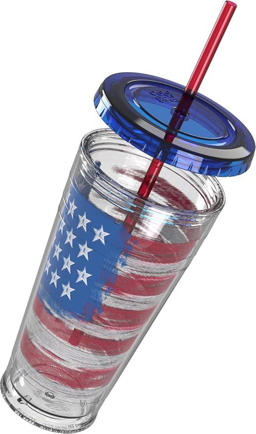 COOL GEAR 24oz Chiller 3-Pack - Patriotic | Double Wall Insulated, Top Shelf Dishwasher Safe, BPA-Free | Not for Hot Liquids, Handle with Care | Perfect for Summer, BBQs, and Celebrations