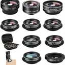 Phone Camera Lens (11 Lenses) Phone Lens Kit, Clip on Fisheye/Macro/Wide Angle Lens Attachment with Travel Case for iPhone 14 13 12 11 Xs X Pro Max Samsung Android Smartphone