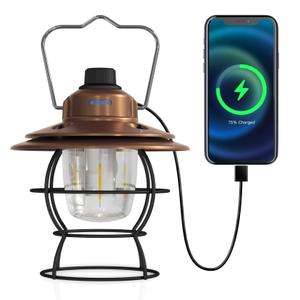 Fieldspark LED Camping Lantern Rechargeable Dimmable, Portable Vintage Outdoor Lantern 2700-6500K Waterproof, Hanging Retro Lamp Indoor Outdoor for Garden, Hiking, Emergency, Black