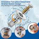 Sink Stopper Hair Catcher,(2PCS) Pop-up Sink Drain Strainer with Removable Stainless Steel Strainer Basket Hair Catcher, Bathroom Sink Strainer for Bathroom Sink Stopper Replacement