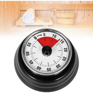 Stainless Steel Sauna Timer, 60-Minute Mechanical Clock Timer with Strong Adhesion Base, Precise Scale & Loud Ring, Corrosion & Heat Resistant, No Batteries Required
