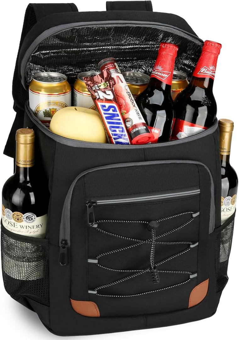 Backpack Cooler Insulated Leak Proof, Lightweight Soft Sided Cooler Backpack for Men Women, Waterproof Beach Cooler Bag Lunch Backpack for Camping Hiking Picnic Fishing Travel Outdoor (36 Cans, Black)