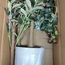 CyanGrove 4FT Artificial Olive Tree Indoor, Tall Faux Olive Tree with Pot&Basket, Large Fake Olive Tree with Realistic 576 Silk Leaves and 32 Fruits for Living Room Home Office Decor