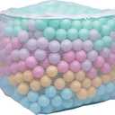 Amazon Basics BPA-Free Ball Pit Balls with Storage Bag, Crush-Proof Plastic for Toddlers Kids 12+ Months Play, 6 Pastel Colors, 1000 Count