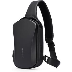 Mark Ryden Hard Shell Sling Backpack for Men, Water Resistant Crossbody Backpack with USB Charging Port, Chest Bag for Travel, Gym