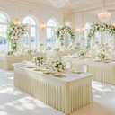 Suppromo 8ft Beige Spandex Tablecloths for Rectangle Tables Wrinkle Free Beige Rectangle Table Cloth Stretch Fitted Table Cover with Skirt for Wedding Birthday Party Banquet Baby Shower Buffet Event,Beige, 96" x 30" (8FT - 1 Pack)