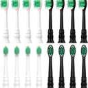 Replacement Toothbrush Heads Compatible with Philips Sonicare Replacement Heads, Replacement Brush Head Compatible with Phillips Sonicare 4100 5100 5300 6100 Electric Toothbrush, 16 Pack (Black+white)