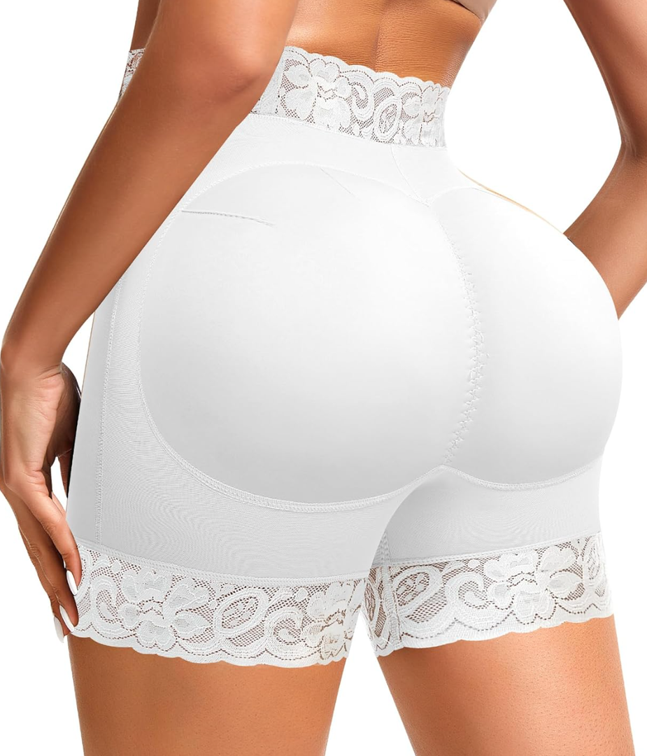 DERCA Padded Underwear for Women Butt Lifting Shapewear Booty Pads Hip Enhancer Lace Boyshorts M