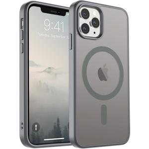 SUPFINE Magnetic for iPhone 11 Pro Max Case (Compatible with MagSafe) (Military Grade Drop Protection) Slim Translucent Matte Shockproof with Anti-Fingerprint Phone Case,Gray