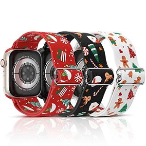 LETOID Christmas Band Design for Apple Watch 38mm 40mm 41mm 42mm 44mm 45mm 46mm 49mm, 3 Pack Elastic Nylon Strap Women Replacement Loop Wristband for iWatch Series Ultra 11 10 9 8 7 6 5 4 3 2 1 SE