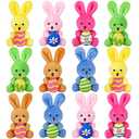 Fovths 12 Pack 4.7 Inch Easter Plush Bunnies Keychain Eggs Stuffed Bunny Set Plush Rabbit with Eggs Filler or Basket Filler Rabbit Keychain Set Easter Party Favors Gifts, Multi-Color