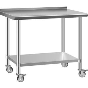 Stainless Steel Commercial Workbench - 30 x 36 Inch Metal Table Cart with Caster Wheel - NSF Certified - Heavy Duty for Restaurant, Kitchen, Garage