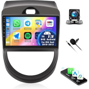 2+64G Android 13 Car Stereo for KIA Soul 2010 2011 2012 2013 with Wireless Carplay Android Auto,9" Touchscreen Car Radio with WiFi GPS Mirror Link Bluetooth EQ FM RDS SWC + Backup Camera
