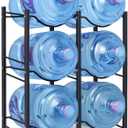 Nandae Water Cooler Jug Rack, 3-Tier Heavy Duty Water Bottle Holder Storage Rack 5 Gallon Water Jug Holder for 6 Bottle, Black