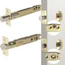 5-Inch Deadlatch & Deadbolt Latch Combo Fit Standard Entry Knobset, 90 Square Interface, Square Corner Faceplate, 2-1/8" Cross Bore & 1" Edge Bore, Non-Handed, Polished Brass