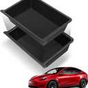 YHTAUTO Under Seat Storage Box Fit for Tesla Model Y 2020 2022 2023 2024 2025 2026, Double Layer ABS TPE Inner Outer Box, Hidden Organizer Box Underseat Organizer Tray, Model Y Accessories
