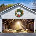 Christmas Nativity Garage Door Cover, 6 x 13 FT Christmas Manger Backdrop Banner The Birth of Christ Hanging Backdrop Decoration for Xmas Holy Night Scene Religious Outdoor Church Party Supllies