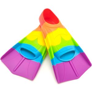 Swimming Training Fins,Kids Swim Fins,Comfortable Swimming Flippers Suitable for Children,Beginners,Girls,Boys,Adults (S ( US Kids 1.5-3 ), BF-Colorful Rainbow)