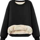 Trendy Queen Fleece Sherpa Lined Sweatshirts for Women 2025 Fall Fashion Winter Crewneck Pullover Hoodies Outfits Clothes (Medium, Black)