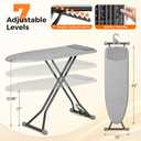 APEXCHASER Ironing Board, Compact Iron Board with Silicon Mat, Foldable Ironing Board with Heat Resistant Cover, 7 Height Adjustable, Space Saver Iron Board,13x43 Solid Grey