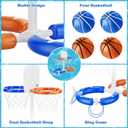 VROGTIK Dual Pool Basketball Hoop, Summer Toys for 3-12Years Kids Floating Pool Toys Ring Game with 4 Balls 8 Rings & Pump Outdoor Swimming Pool Basketball Games Water Play Toy for Boys & Girls