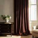 Dark Brown Velvet Curtains 84 Inches Long for Living Room Bedroom Tan Luxury Vintage Pinch Pleat Blackout Thermal Insulated Curtain Drapes Super Soft Velvet Window Treatment,Tan(2 Panels,40 x 84)