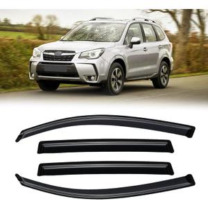Rain Guards for 2014-2018 Subaru Forester, Out-Channel Window Visor Shields Vent Deflector Shade Wind Dark Smoke 2015 2016 2017, Tape-On Outside-Mount, 4PCS