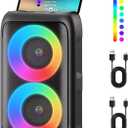 Bluetooth Speaker with 2 Wireless Microphones - Big Party Speaker for Adults Kids Karaoke with Lights - Portable Rechargeable Floorstanding Speakers Support TWS/AUX/USB/TF Card for Home Party Gift
